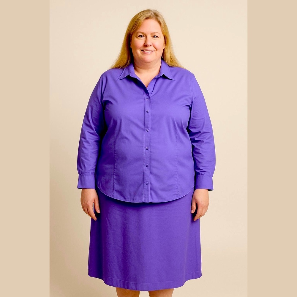 Soft Surroundings Long Sleeve Purple Blouse Cotton Blend 3X